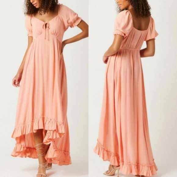 Patrons of Peace Dresses & Skirts - NWT Patrons of Peace Pink Clay Boho Cottagecore Puff Sleeve Midi Dress XS